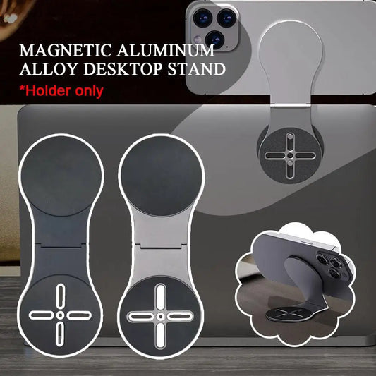 MagSafe Magnetic Phone Mount (Desk + Laptop + Car) - Foldable Aluminum Stand