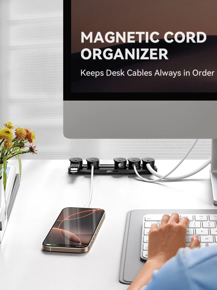 5-in-1 Magnetic Under Desk Cable Clips – Joyroom Adjustable Wire Organizer