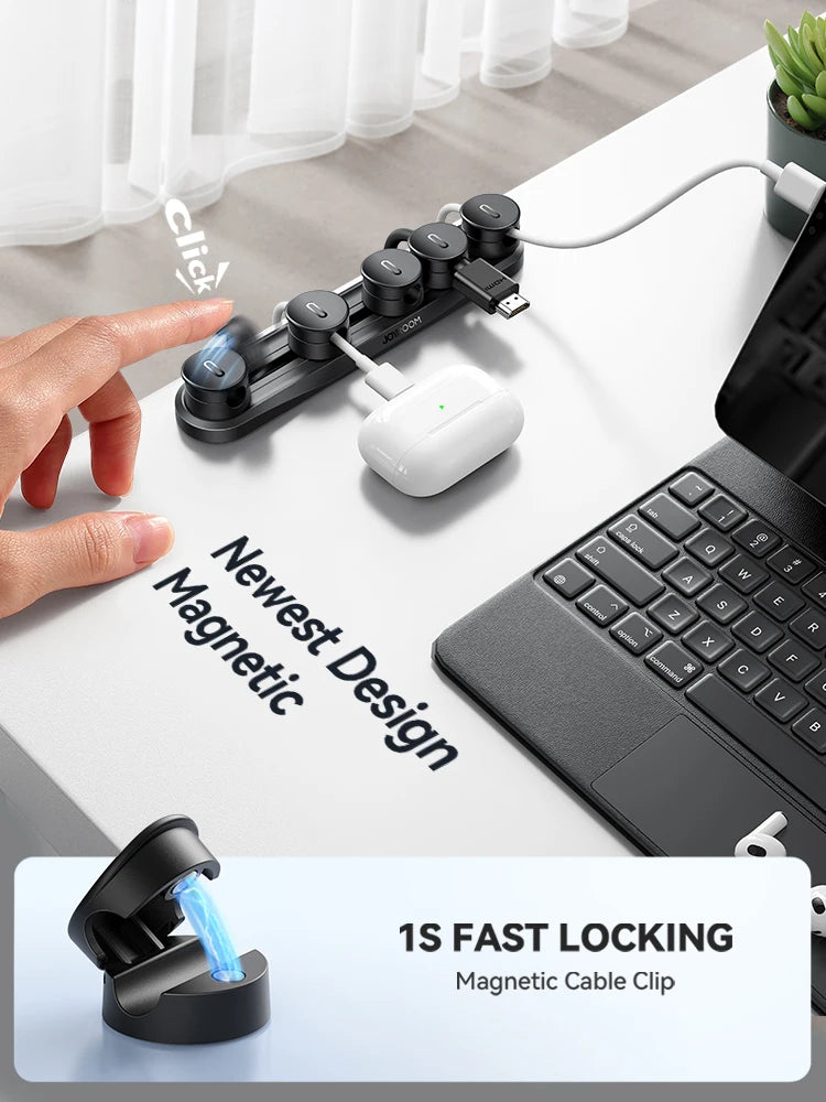 5-in-1 Magnetic Under Desk Cable Clips – Joyroom Adjustable Wire Organizer